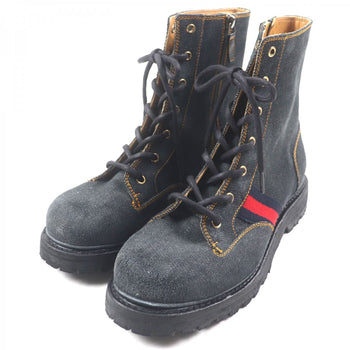Gucci Boots 761989 Denim Indigo Shelly Line Web Line 6.5