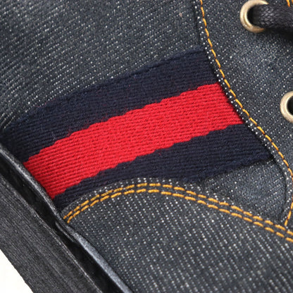 Gucci Boots 761989 Denim Indigo Shelly Line Web Line 6.5