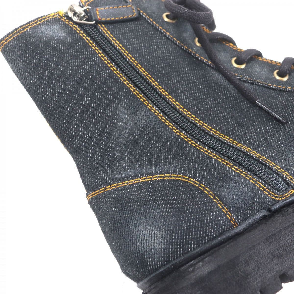 Gucci Boots 761989 Denim Indigo Shelly Line Web Line 6.5