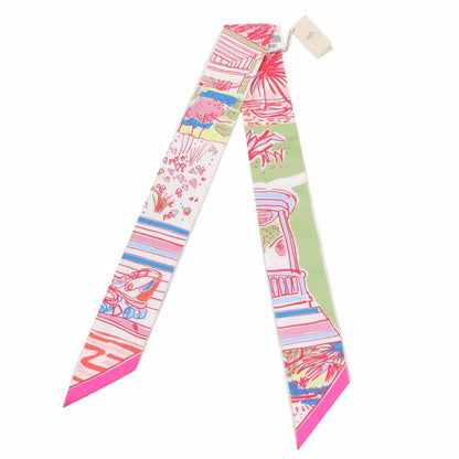 Hermes Scarf Silk Rose Blue Veil Rayures D'Ete Twilly