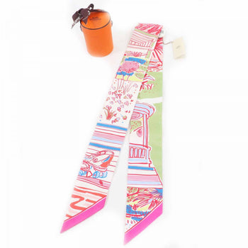 Hermes Scarf Silk Rose Blue Veil Rayures D'Ete Twilly