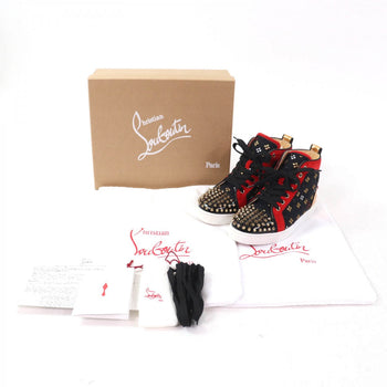 Christian Louboutin High Cut Sneakers Suede X Leather X Patent Multi Big Boat Spike Studs Lou