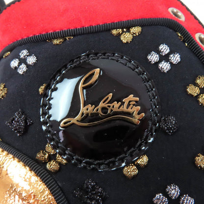 Christian Louboutin High Cut Sneakers Suede X Leather X Patent Multi Big Boat Spike Studs Lou