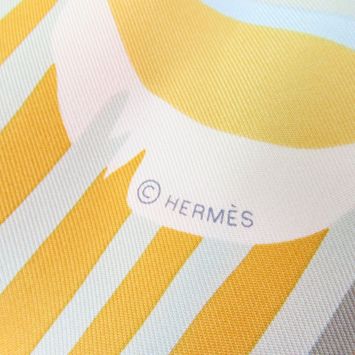 Hermes Scarf Silk Blanc/Bleu Glacier Rectangle The Charm Of Normandy Coast