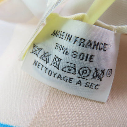 Hermes Scarf Silk Blanc/Bleu Glacier Rectangle The Charm Of Normandy Coast