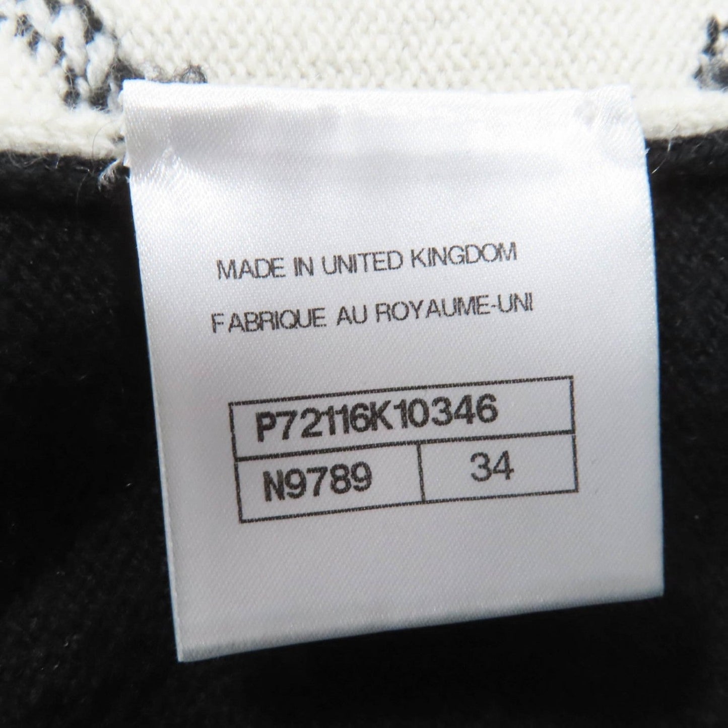 Chanel Knit 22C P72116K10346 Cashmere White Black 34
