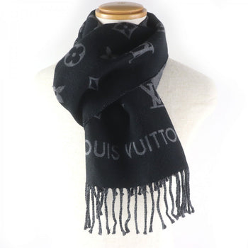 Louis Vuitton Scarf M79225 Wool Noir All About Monogram