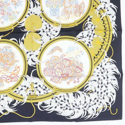 Hermes Scarf Silk Black Type Carre90 Legende Brodee