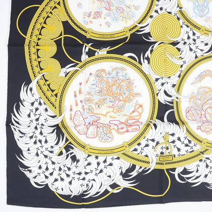 Hermes Scarf Silk Black Type Carre90 Legende Brodee
