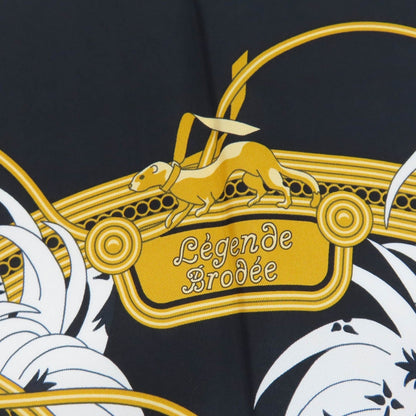 Hermes Scarf Silk Black Type Carre90 Legende Brodee