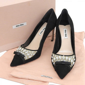 Miu Miu Pumps Suede Leather Black 37