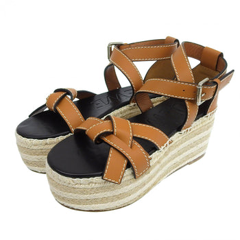 Loewe Sandals Leather Brown Beige 37
