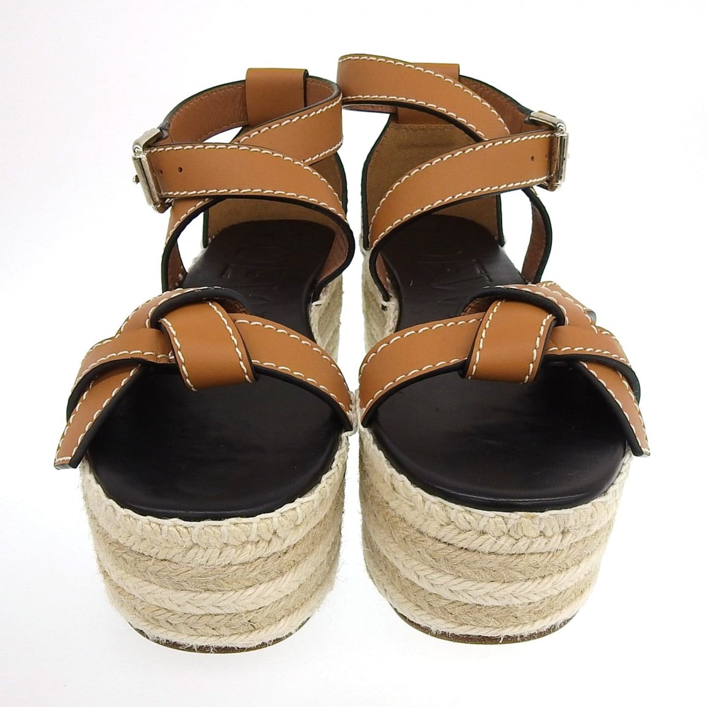 Loewe Sandals Leather Brown Beige 37