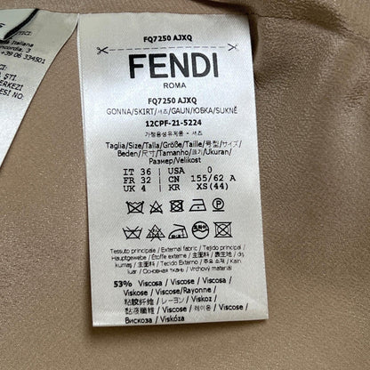 Fendi Skirt Fq7250 Viscose (Rayon) Beige 36