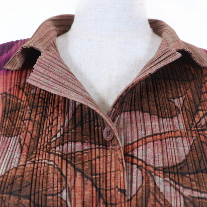 Pleats Please Long Sleeve Shirt Pp84-Jk724 Polyester Brown Type 3