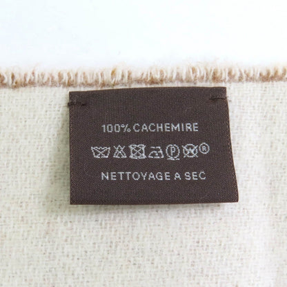 Hermes Scarf Cashmere Brown White Cazac Chevron