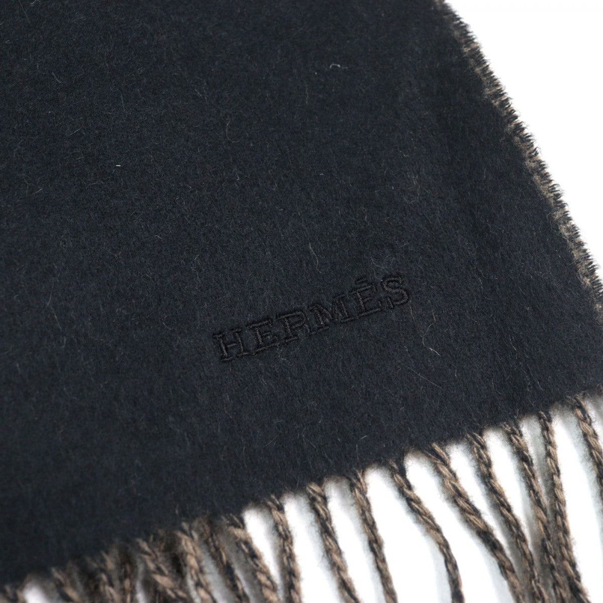 Hermes Scarf Cashmere Black Brown