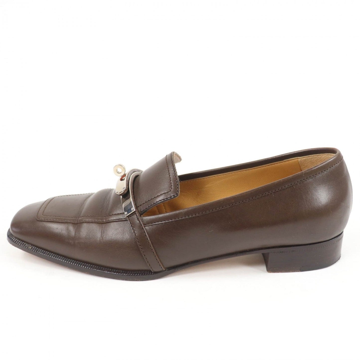 Hermes Loafers Leather Brown 36.5