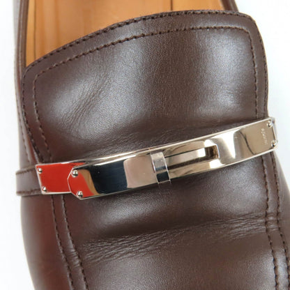 Hermes Loafers Leather Brown 36.5