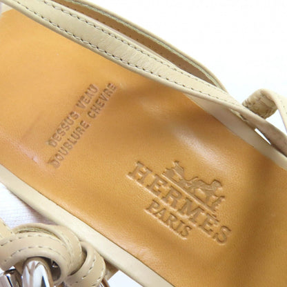 Hermes Sandals Leather Light Beige 35.5