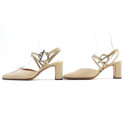 Hermes Sandals Leather Light Beige 35.5