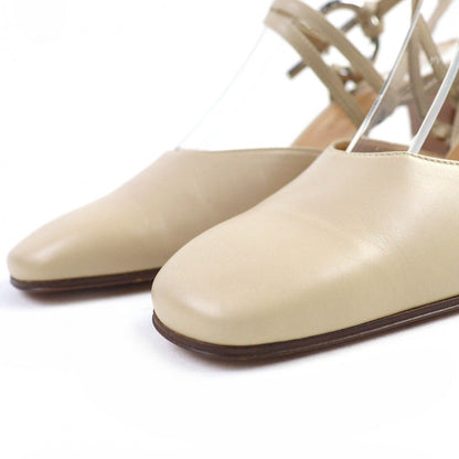 Hermes Sandals Leather Light Beige 35.5
