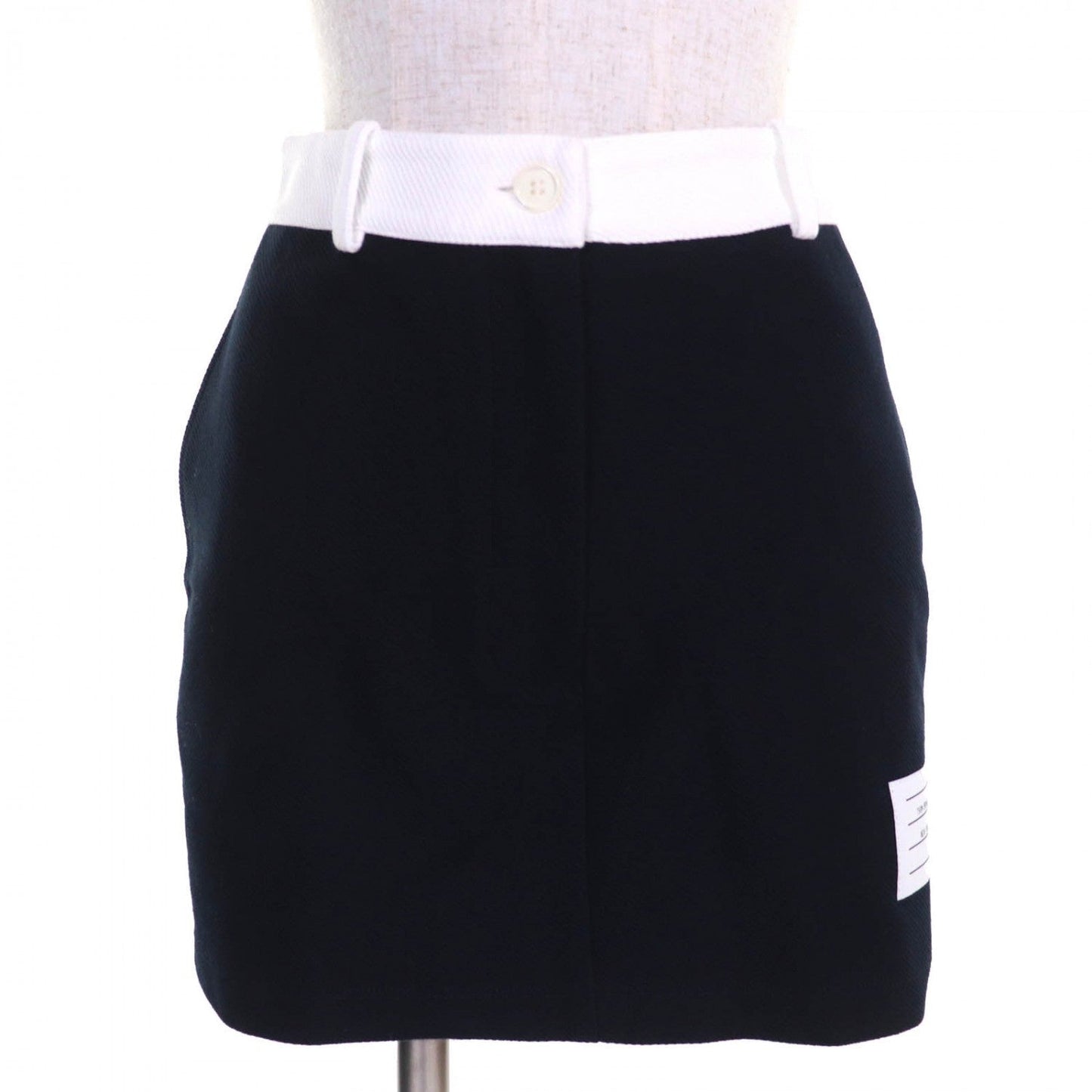 Thom Browne Mini Skirt Fjk137A-J0042-415 Cotton Navy White Tech Twill Mini Skirt 36