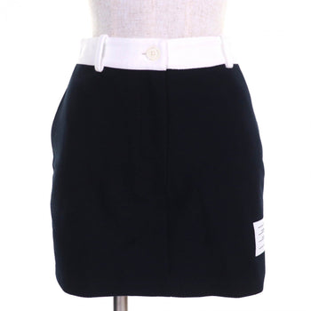 Thom Browne Mini Skirt Fjk137A-J0042-415 Cotton Navy White Tech Twill Mini Skirt 36