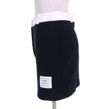 Thom Browne Mini Skirt Fjk137A-J0042-415 Cotton Navy White Tech Twill Mini Skirt 36