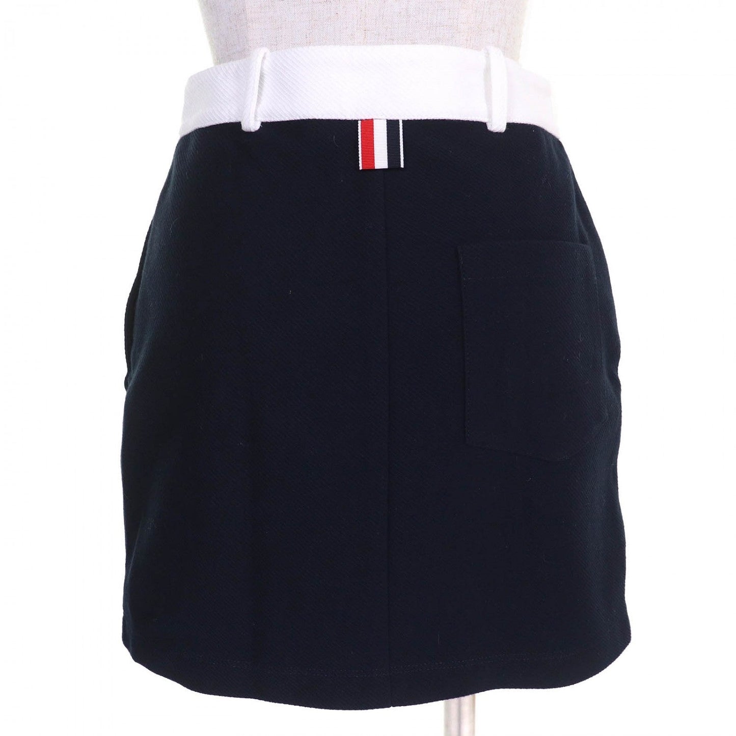 Thom Browne Mini Skirt Fjk137A-J0042-415 Cotton Navy White Tech Twill Mini Skirt 36