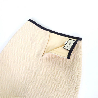 Gucci Tight Skirt 577898 Wool Ivory Navy 36