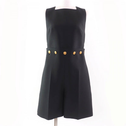 Louis Vuitton Overall Wool Black Button-Waist Mikado Playsuit 34