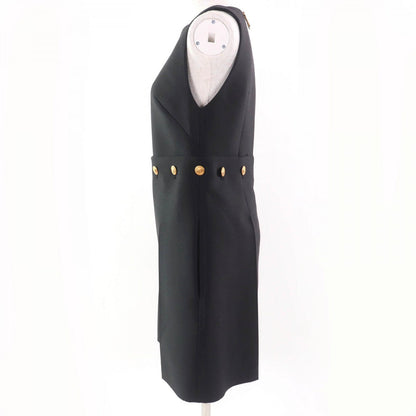 Louis Vuitton Overall Wool Black Button-Waist Mikado Playsuit 34