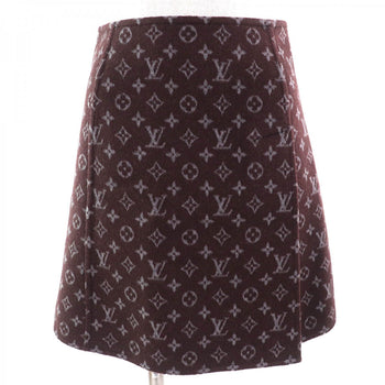 Louis Vuitton Mini Skirt 1A90Z6 Wool Brown Gray Monogram Martin Girl 34