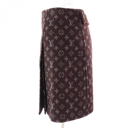 Louis Vuitton Mini Skirt 1A90Z6 Wool Brown Gray Monogram Martin Girl 34