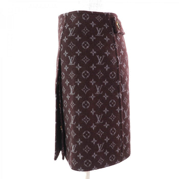 Louis Vuitton Mini Skirt 1A90Z6 Wool Brown Gray Monogram Martin Girl 34
