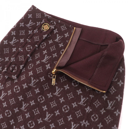 Louis Vuitton Mini Skirt 1A90Z6 Wool Brown Gray Monogram Martin Girl 34
