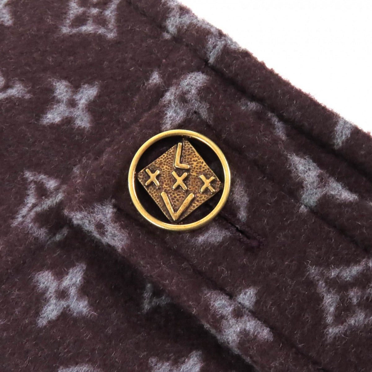Louis Vuitton Mini Skirt 1A90Z6 Wool Brown Gray Monogram Martin Girl 34