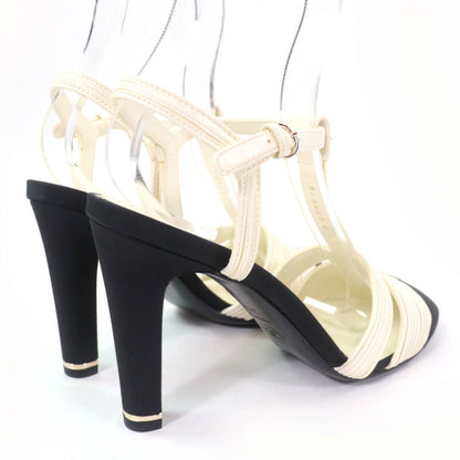 Chanel Sandals 23C G39016 Leather Ivory Black 37.5