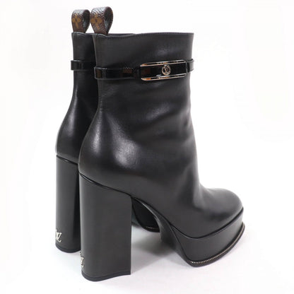 Louis Vuitton Short Boots Leather Black Fame Line 37.5