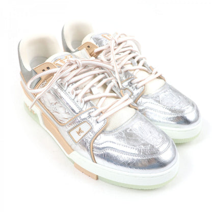 Louis Vuitton Low Cut Sneakers Leather Silver Lv Trainer Line 9
