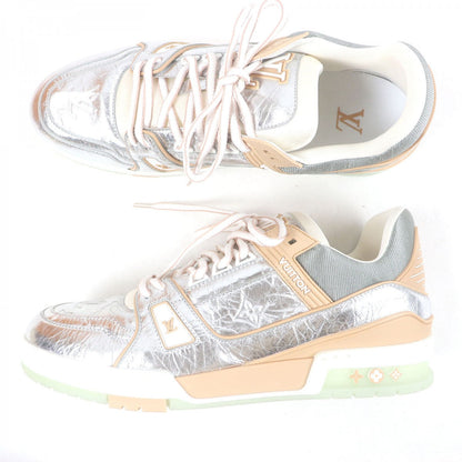 Louis Vuitton Low Cut Sneakers Leather Silver Lv Trainer Line 9