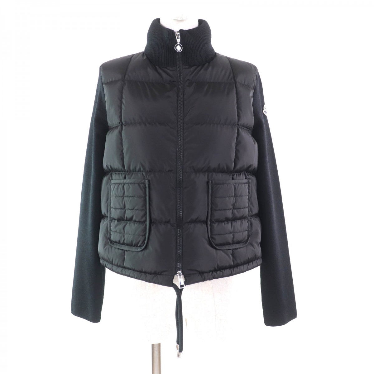 Moncler Down Jacket Nylon Black Cardigan Tricot Xs