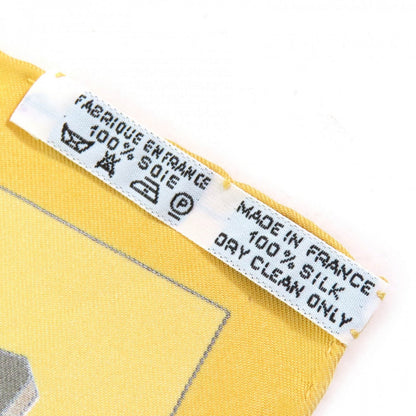 Hermes Scarf Silk Yellow Brown Type L'Or Des Chefs