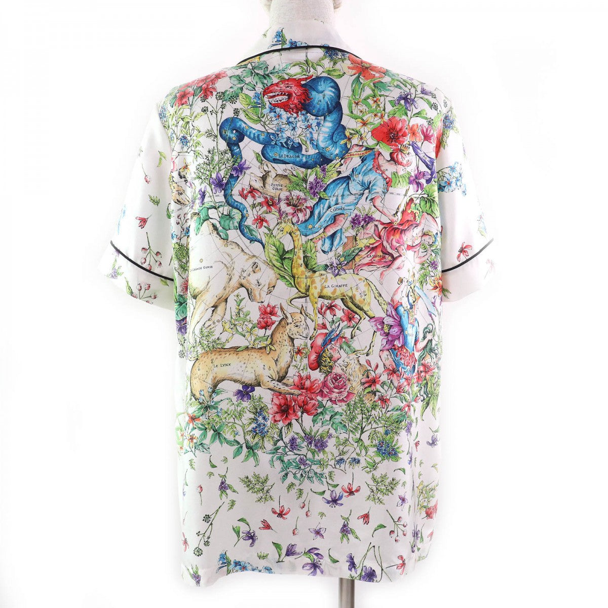 Christian Dior Short Sleeve Shirt 241V29A6845 Silk White Multicolor 40