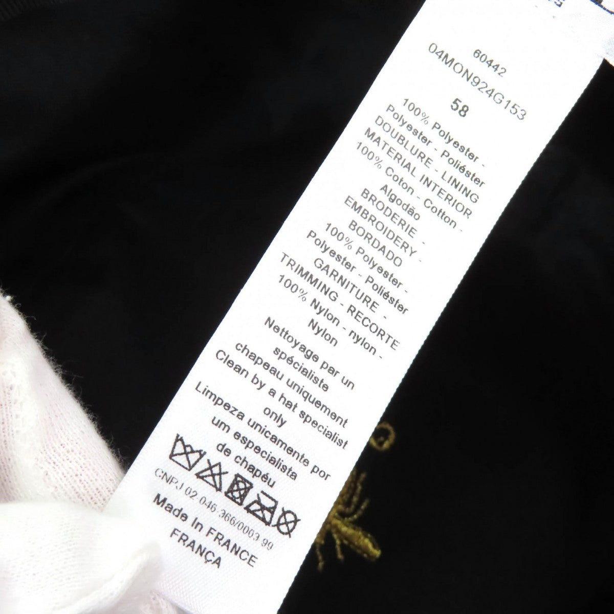 Christian Dior Hat 04Mon924G153 Polyester Black White 58