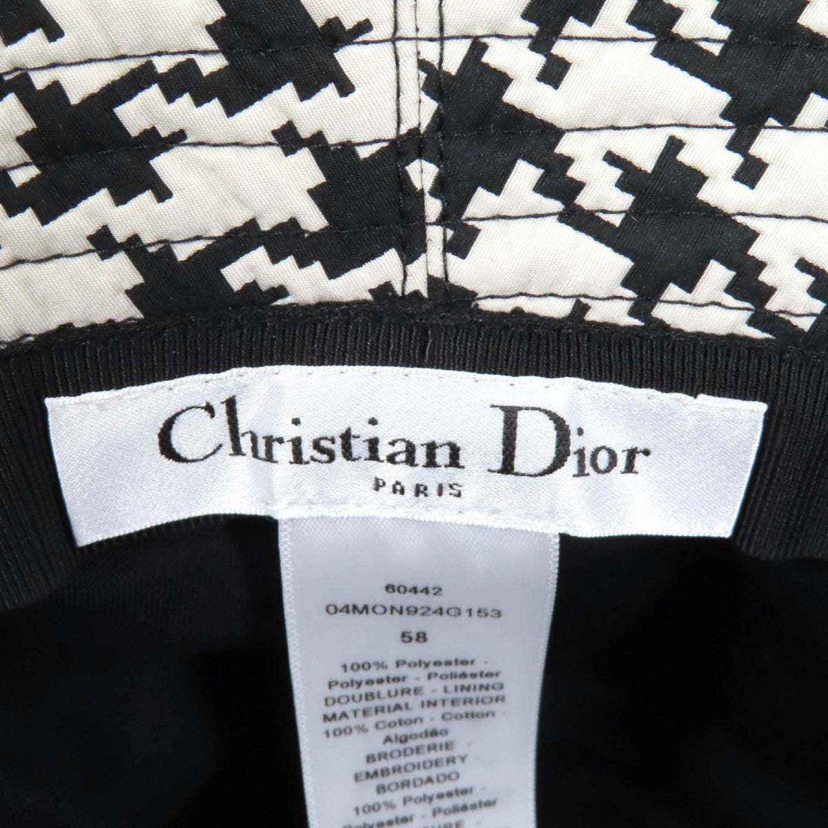 Christian Dior Hat 04Mon924G153 Polyester Black White 58