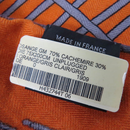 Hermes Scarf Cashmere Orange/Gris Clair Losange Shawl