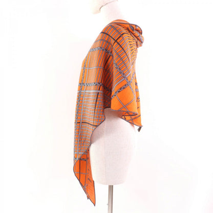 Hermes Scarf Cashmere Orange/Gris Clair Losange Shawl