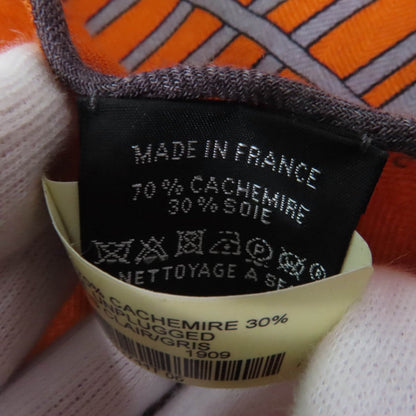Hermes Scarf Cashmere Orange/Gris Clair Losange Shawl